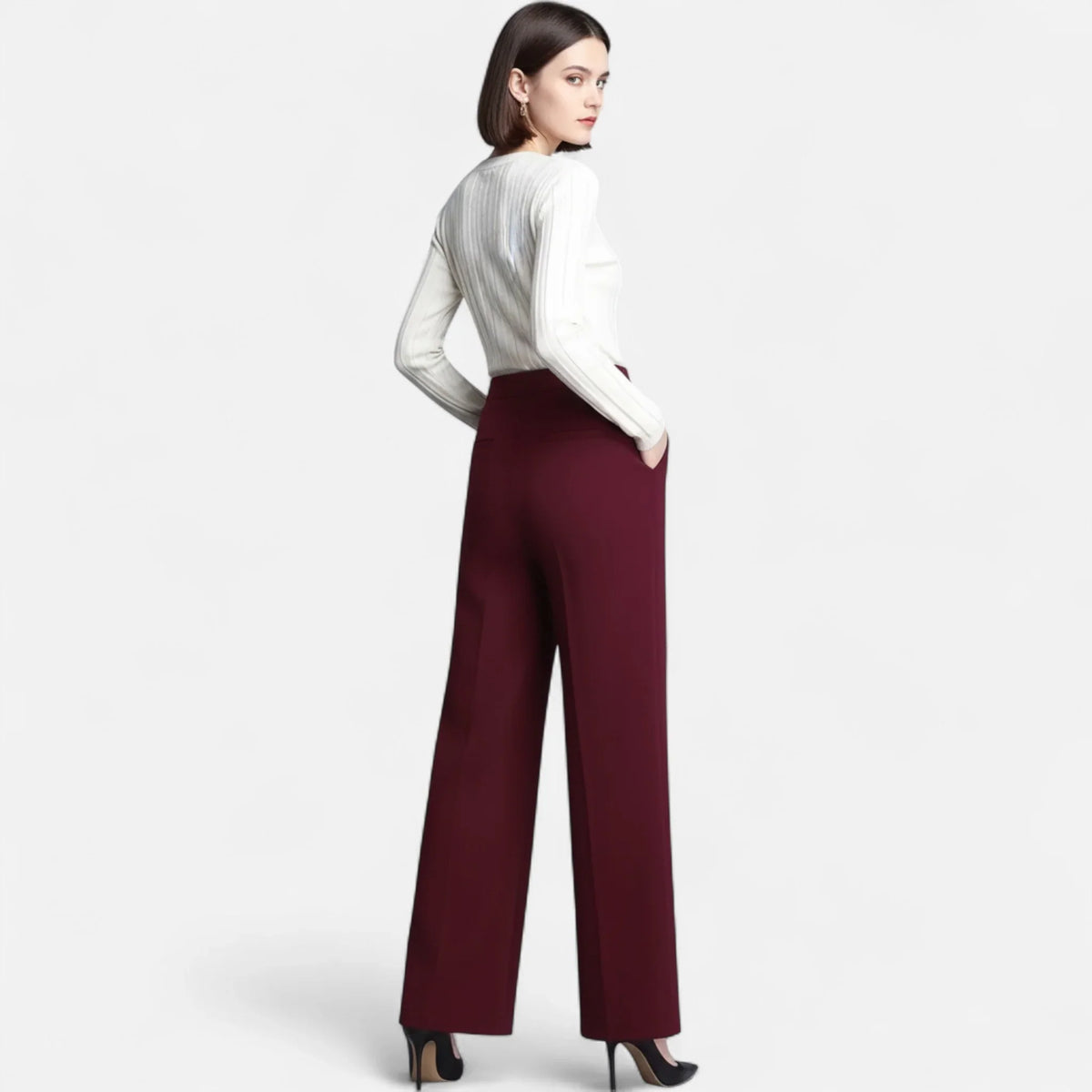 Maureen | Women's High Waisted Wide Leg Trouser with Side Pockets