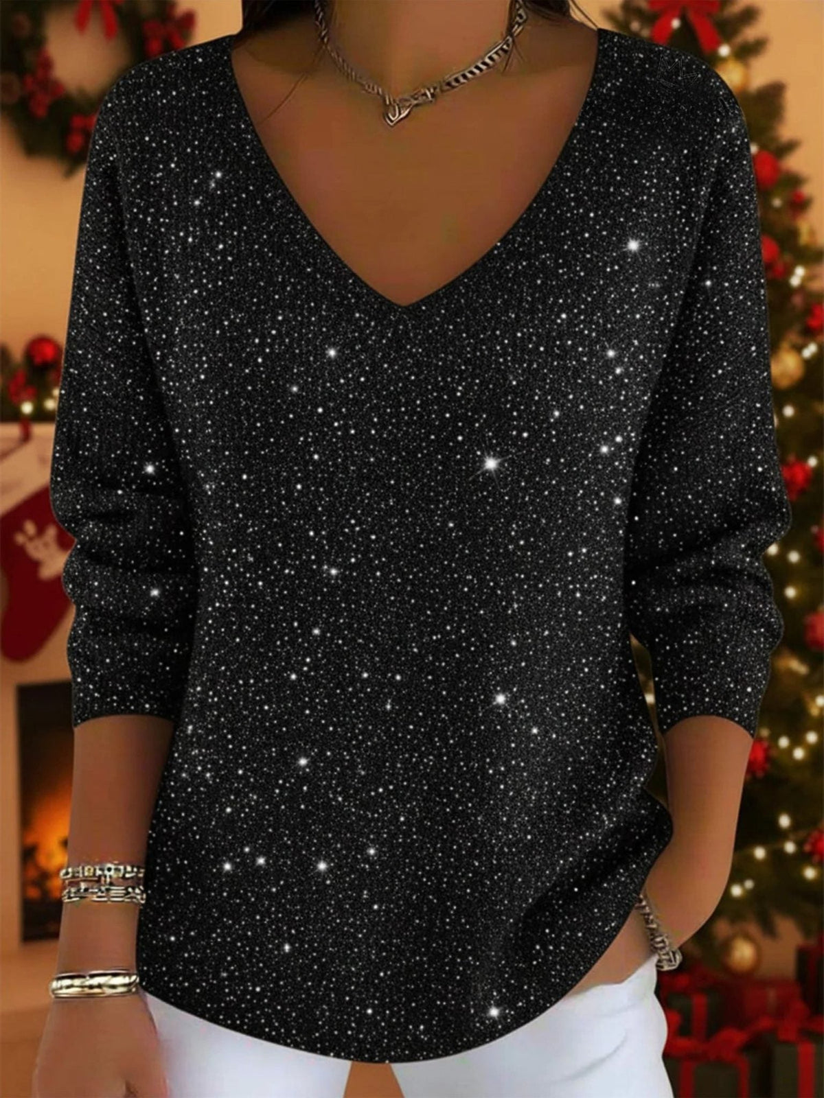 Maxine | Glitter Sweater with V-Neck for Women
