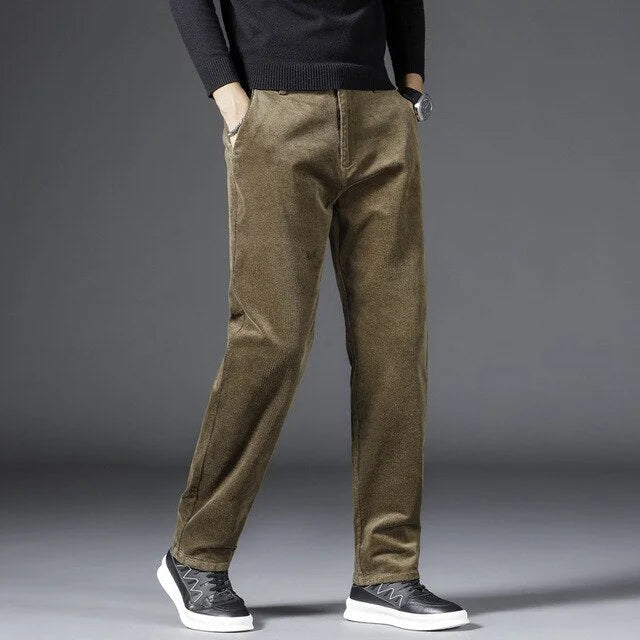 Women's corduroy zip-up straight leg pants