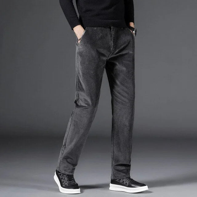 Women's corduroy zip-up straight leg pants