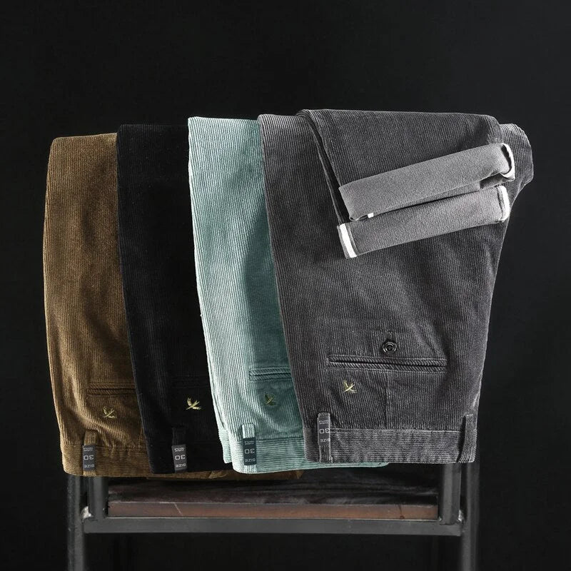 Women's corduroy zip-up straight leg pants