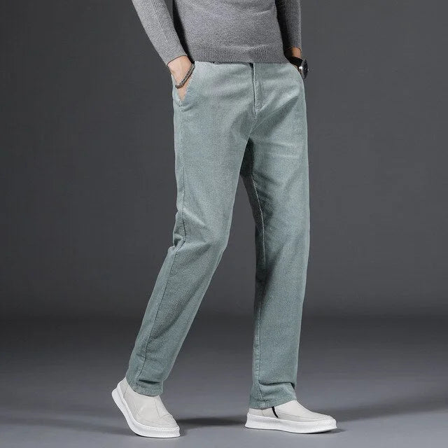 Women's corduroy zip-up straight leg pants