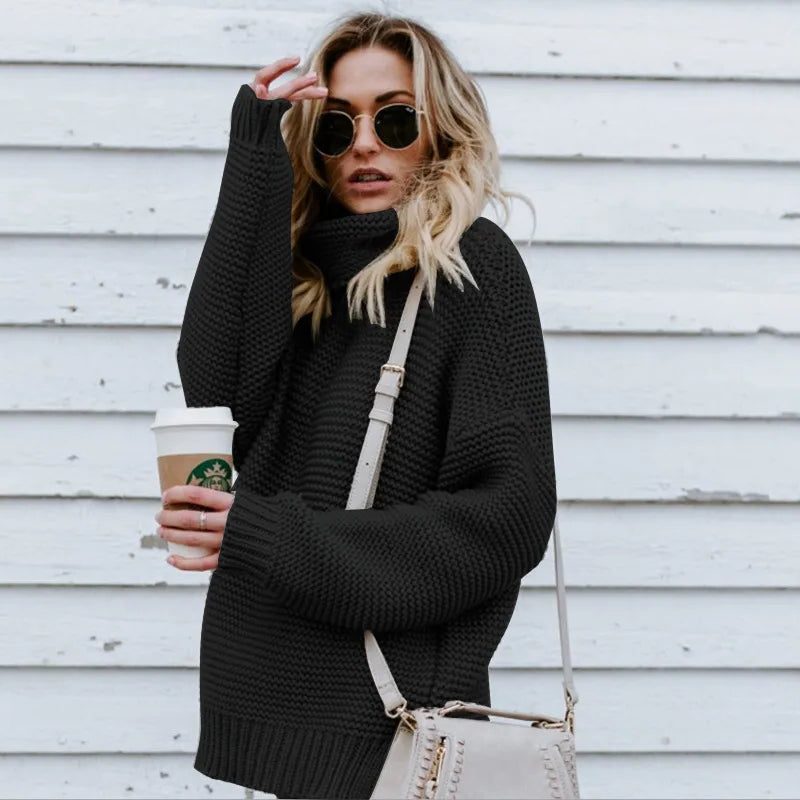 Melania | Chunky Knit Oversized Turtleneck Sweater for Women