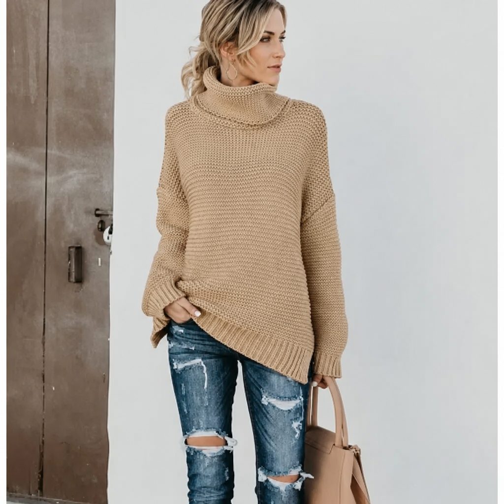 Melania | Chunky Knit Oversized Turtleneck Sweater for Women