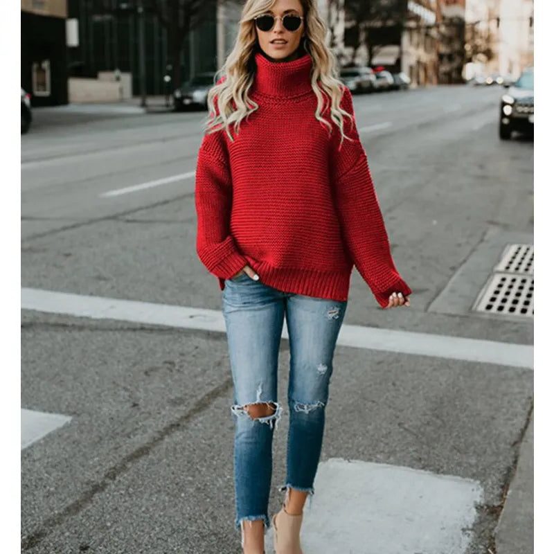 Melania | Chunky Knit Oversized Turtleneck Sweater for Women