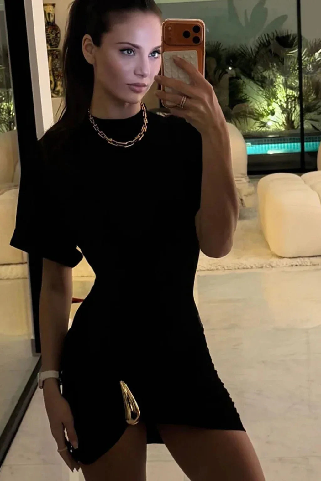 Melissa | Women's Bodycon Ruched Summer Mini Dress with Short Sleeves