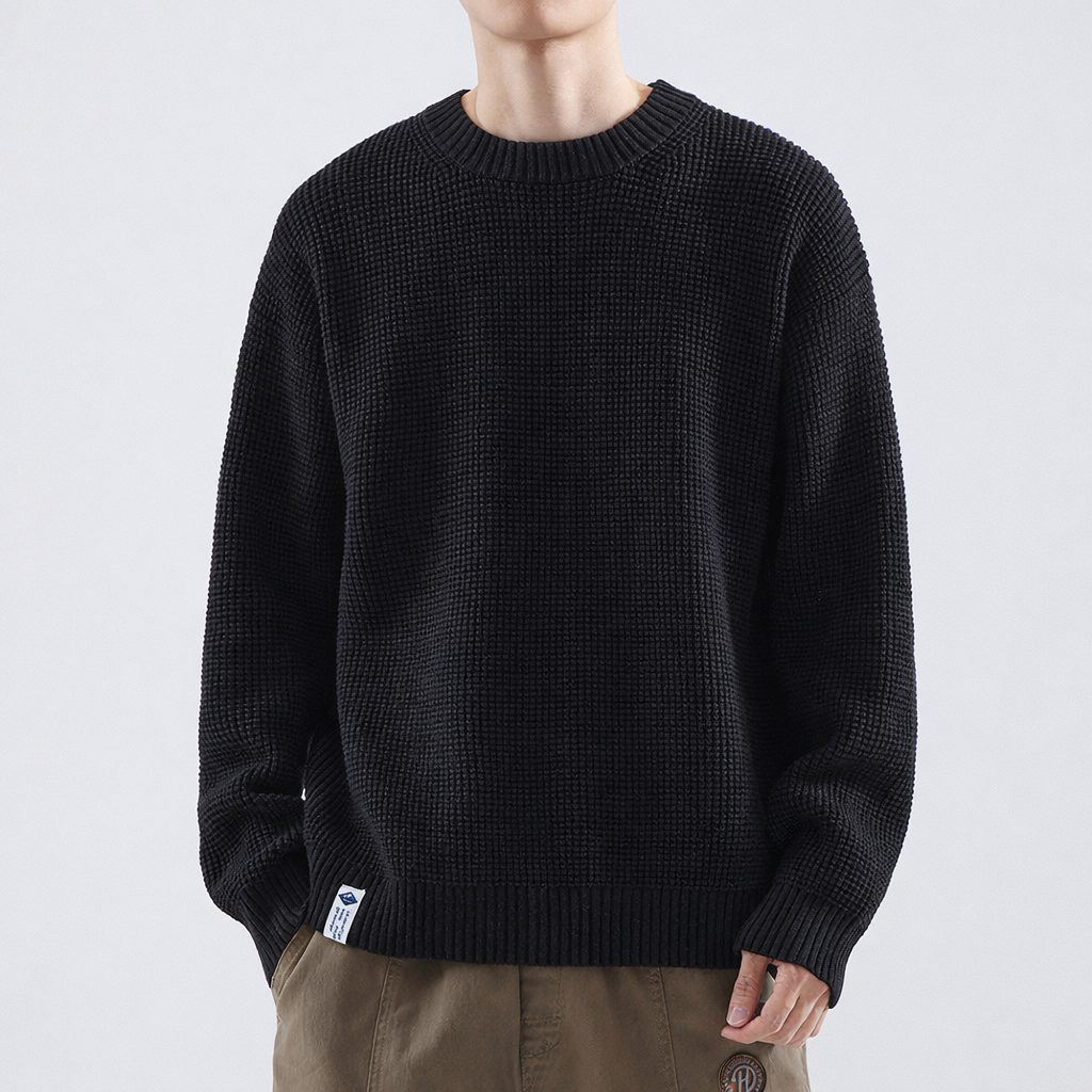 Adrian | Mens Textured Crewneck Sweater — Minimalist Winter Knit in 6 Colors XS–2XL | Westmere