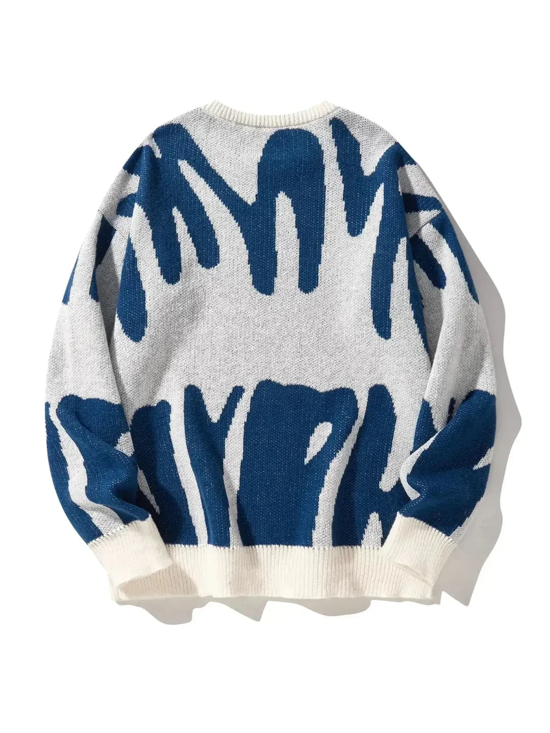 Men's Abstract Pattern Knit Sweater, Crew Neck, Long Sleeves