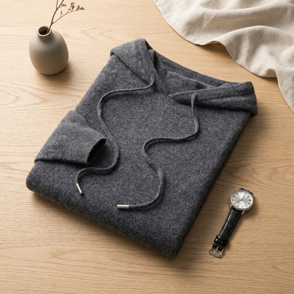Ethan | Men's Cashmere Hooded Drawstring Pullover Sweater