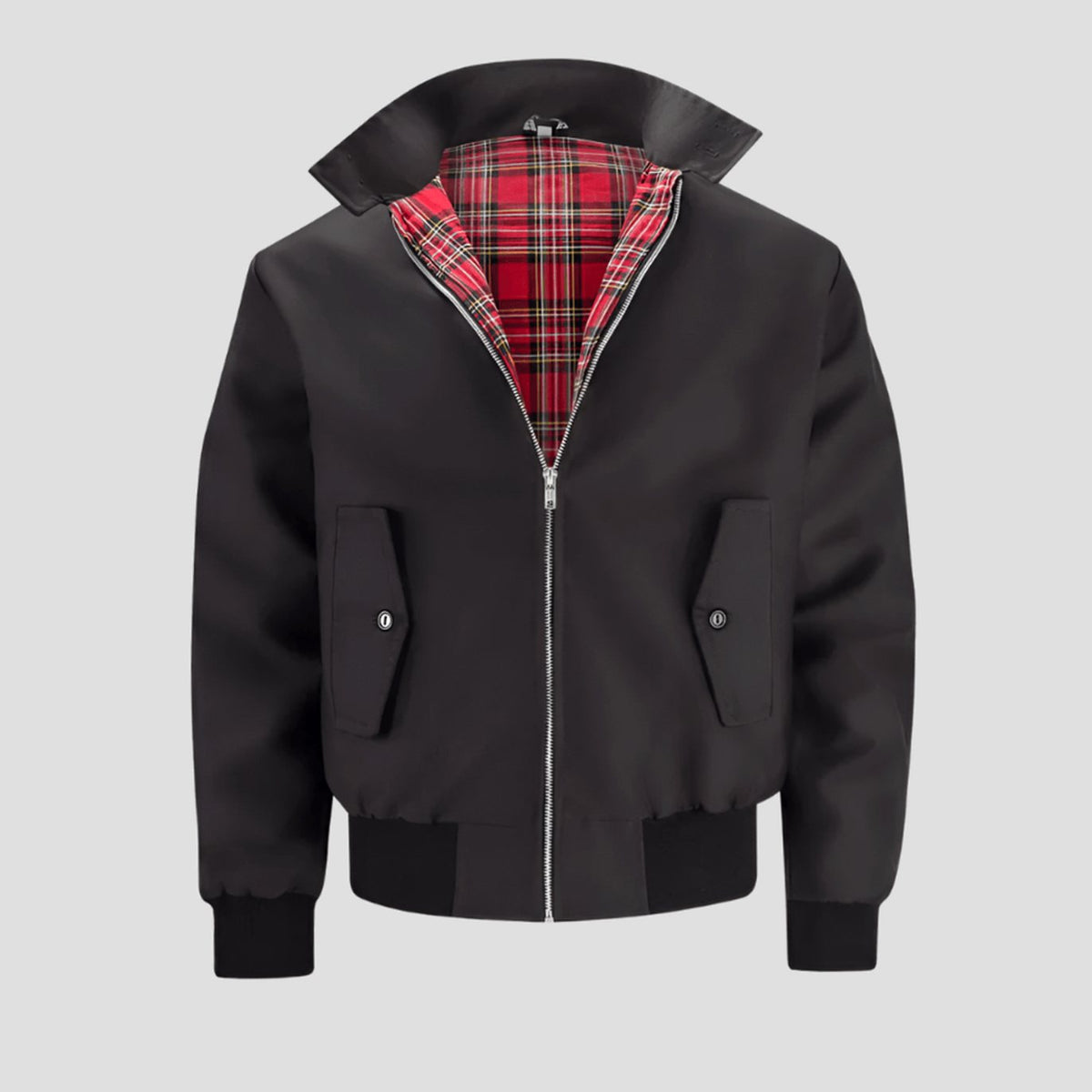 Jackson | Men's Classic Zip-Up Bomber Jacket Plaid Checked Lining Ribbed Cuffs