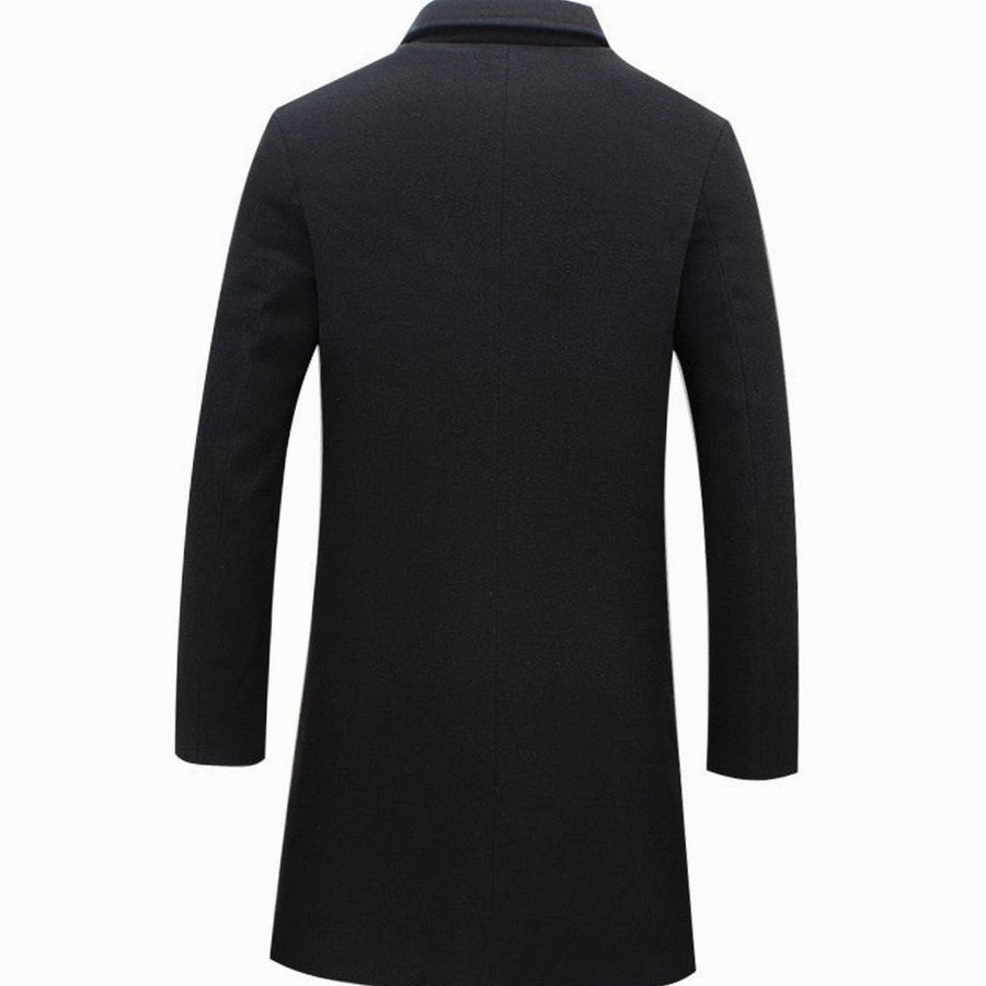 Men's Cold Weather Wool-Blend Tailored Long Trench Coat