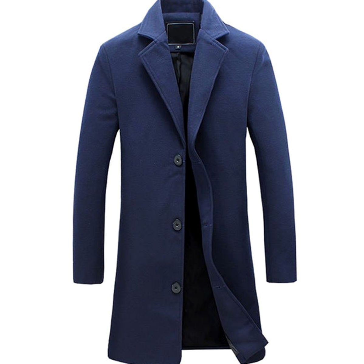 Men's Cold Weather Wool-Blend Tailored Long Trench Coat