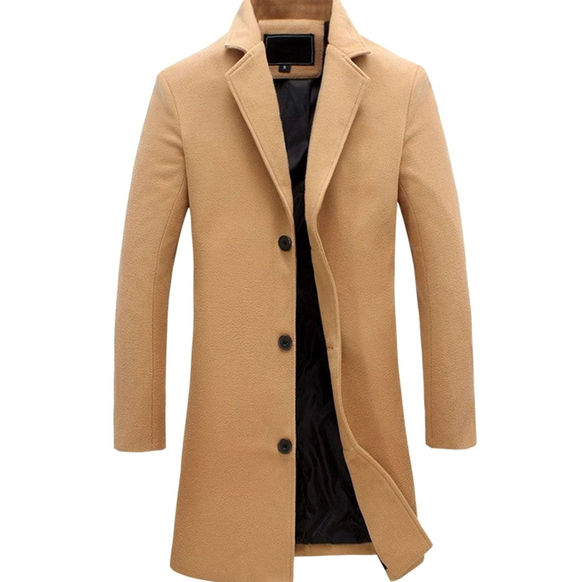 Men's Cold Weather Wool-Blend Tailored Long Trench Coat