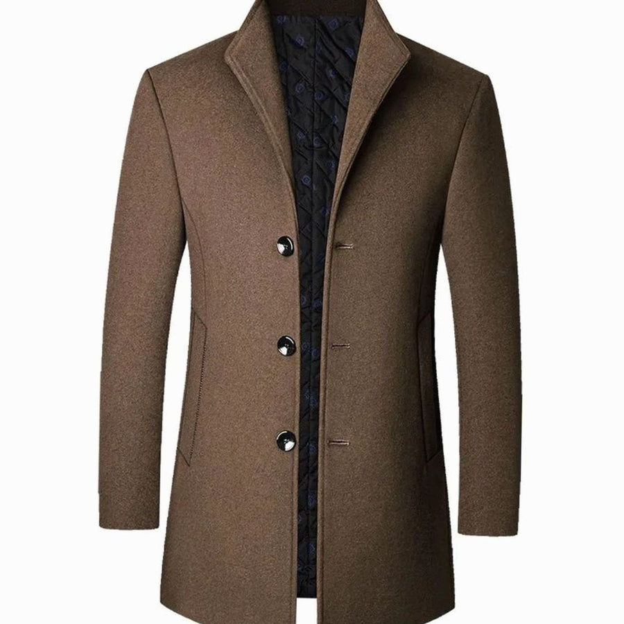 Men's Cold Weather Wool Single-Breasted Overcoat