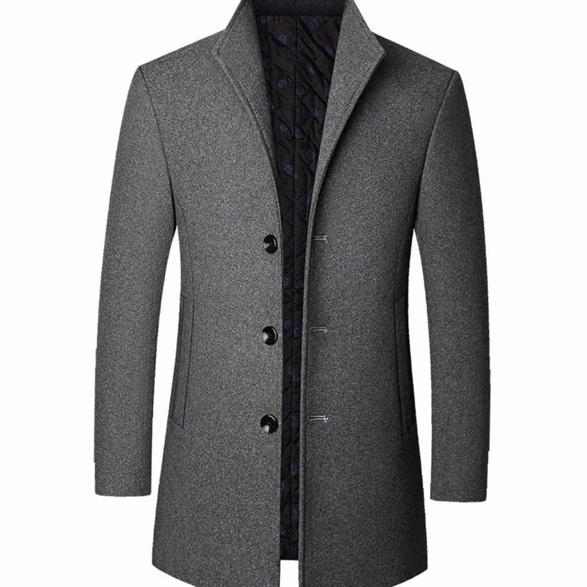 Men's Cold Weather Wool Single-Breasted Overcoat