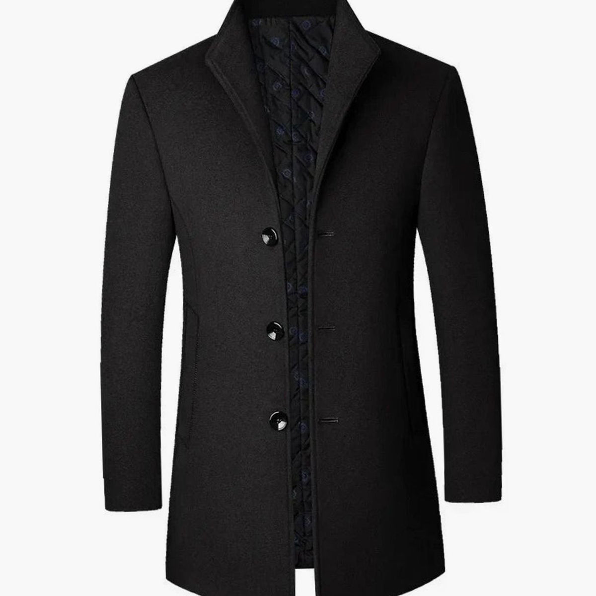 Men's Cold Weather Wool Single-Breasted Overcoat