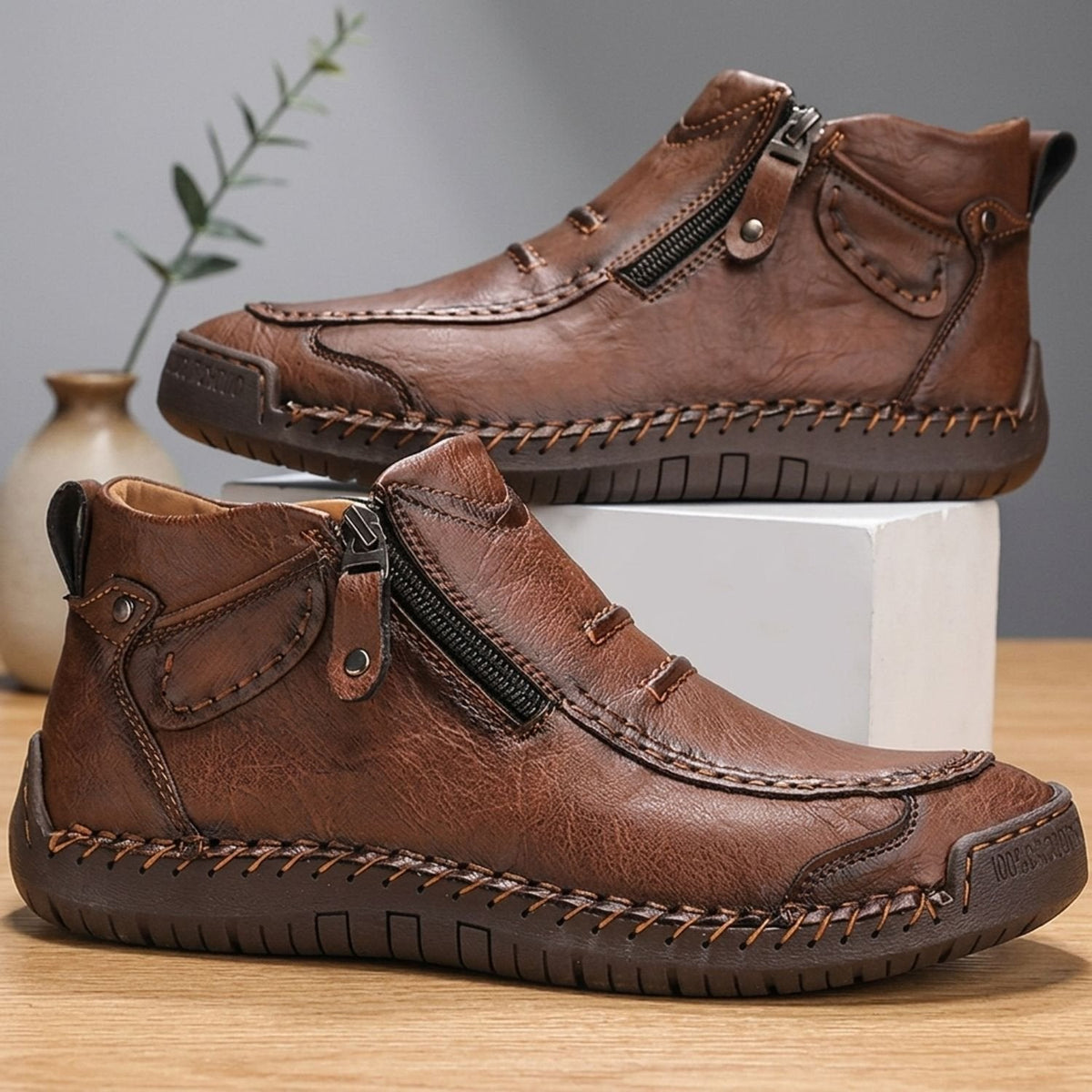 Ryan | Men's Ergonomic Orthopedic Side-Zip Leather Ankle Boots