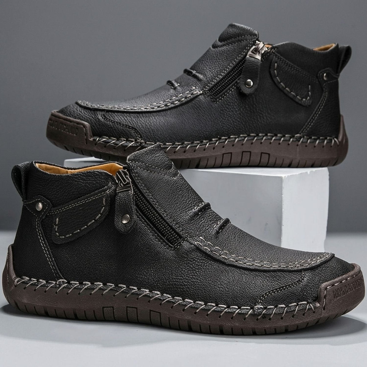 Ryan | Men's Ergonomic Orthopedic Side-Zip Leather Ankle Boots