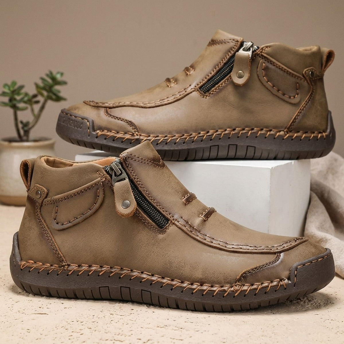 Ryan | Men's Ergonomic Orthopedic Side-Zip Leather Ankle Boots