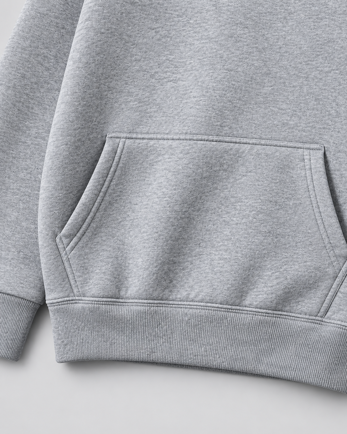 Men's Fleece Pullover Hoodie - Ribbed Cuff Detail