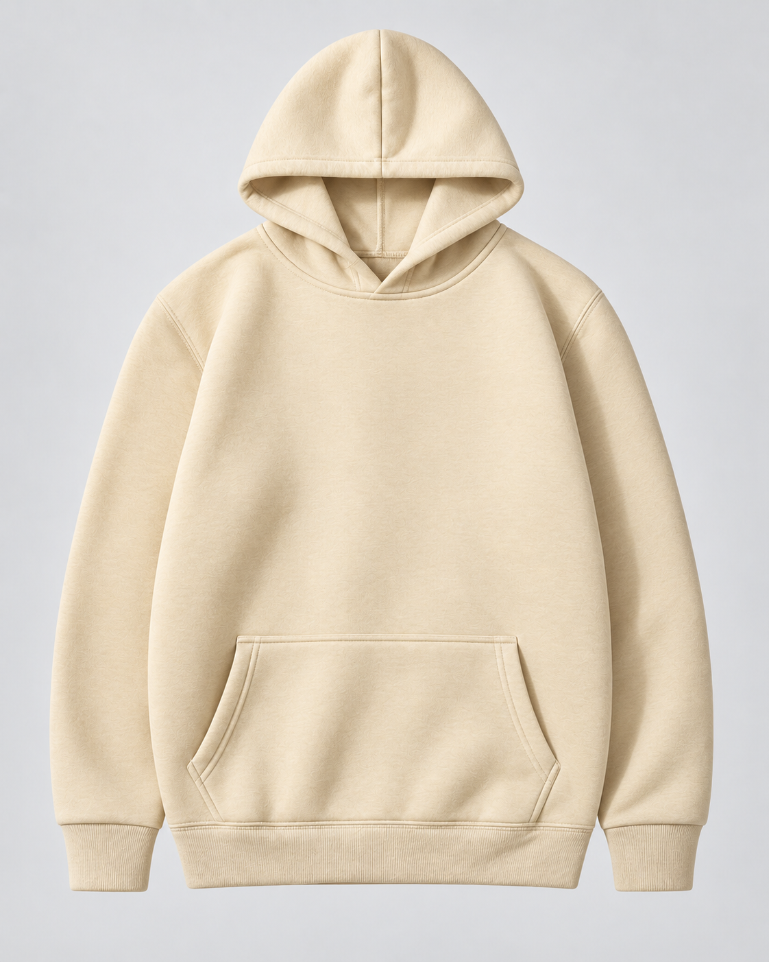 Men's Fleece Pullover Hoodie - Ribbed Cuff Detail