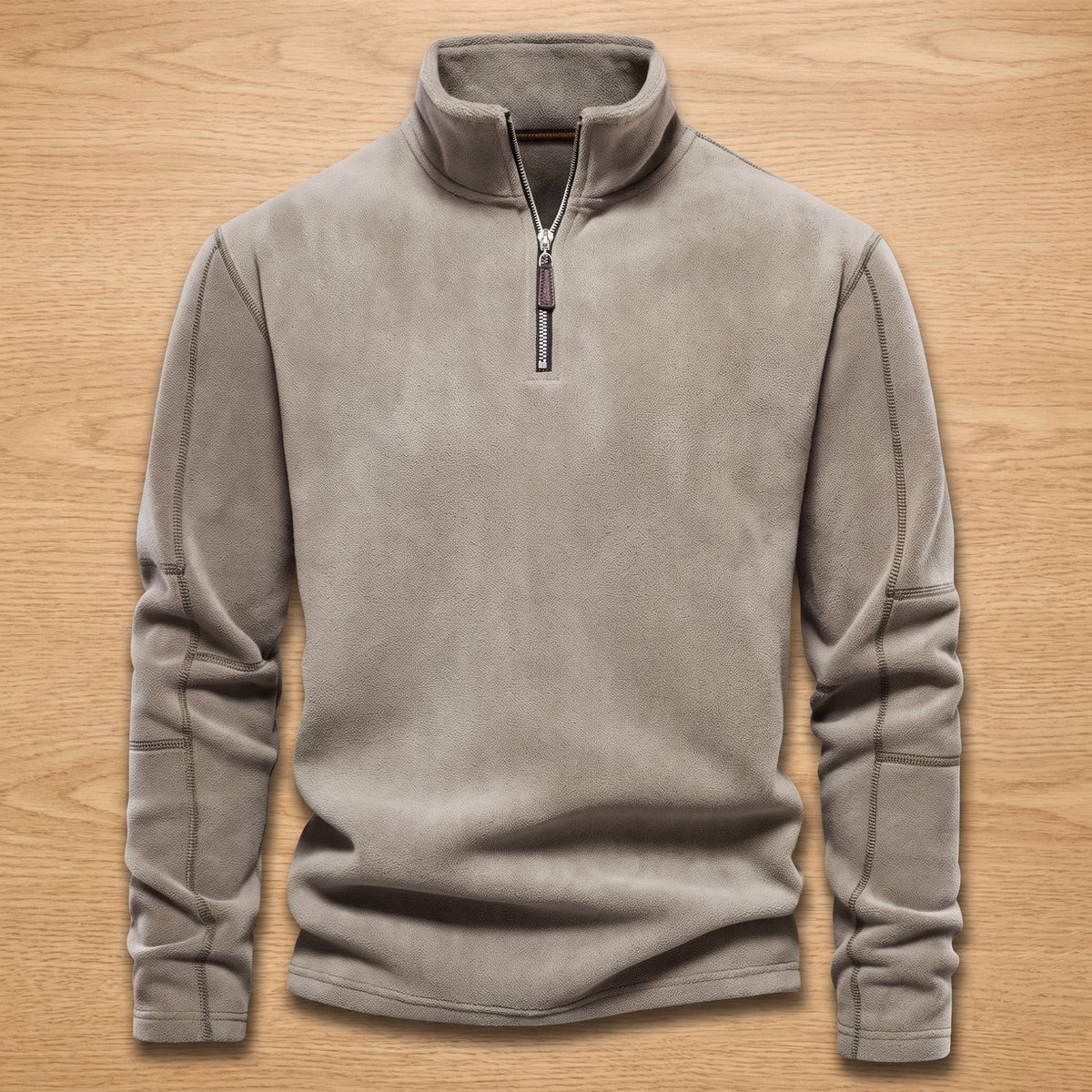 Owen | Men's Fleece Quarter-Zip Stand-Collar Pullover Sweater, Khaki