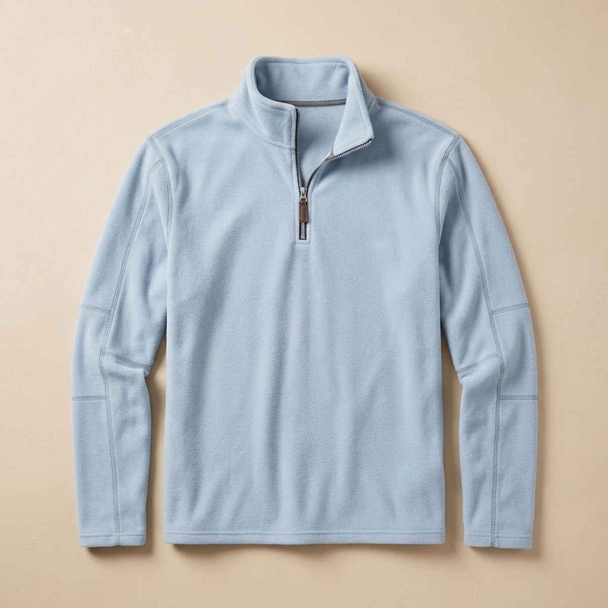 Owen | Men's Fleece Quarter-Zip Stand-Collar Pullover Sweater, Khaki