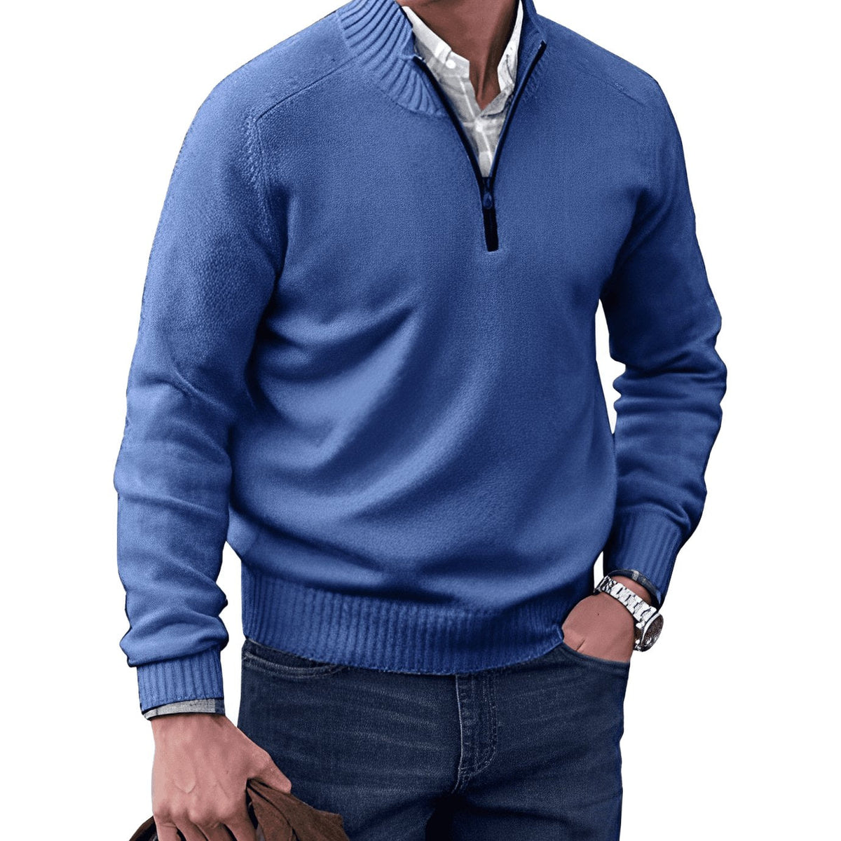 Men's Knit Half-Zip Pullover Jumper Quarter-Zip Sweater