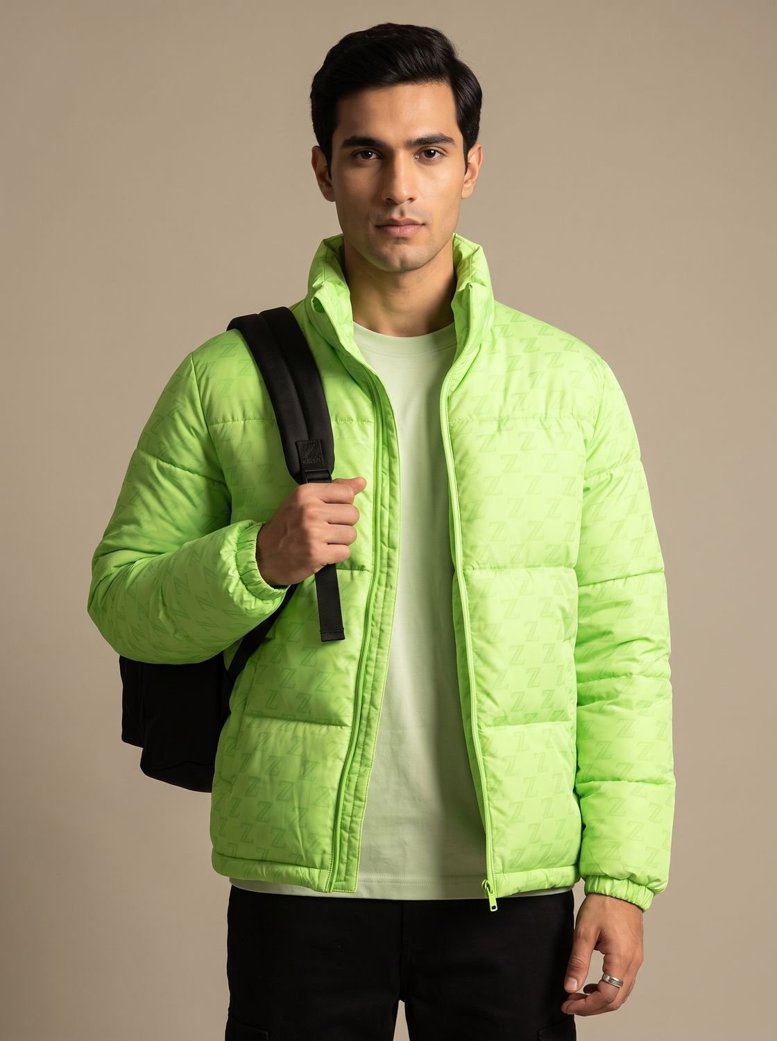 Owen | Men's Logo-Print Stand-Collar Zip-Up Puffer Jacket