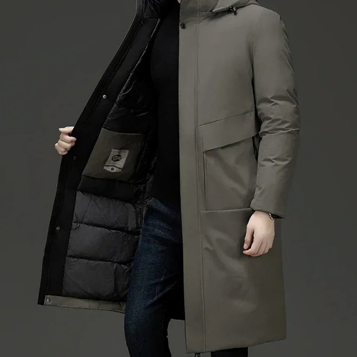 Men's Long Hooded Insulated Puffer Winter Coat