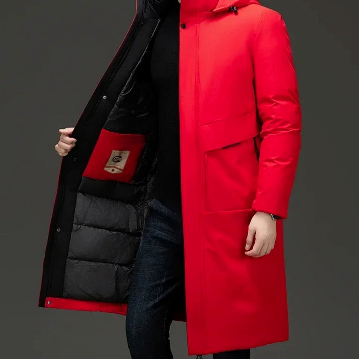 Men's Long Hooded Insulated Puffer Winter Coat