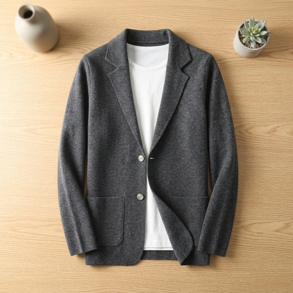 Oliver | Men's Pure Cashmere Button-Front Blazer-Style Cardigan