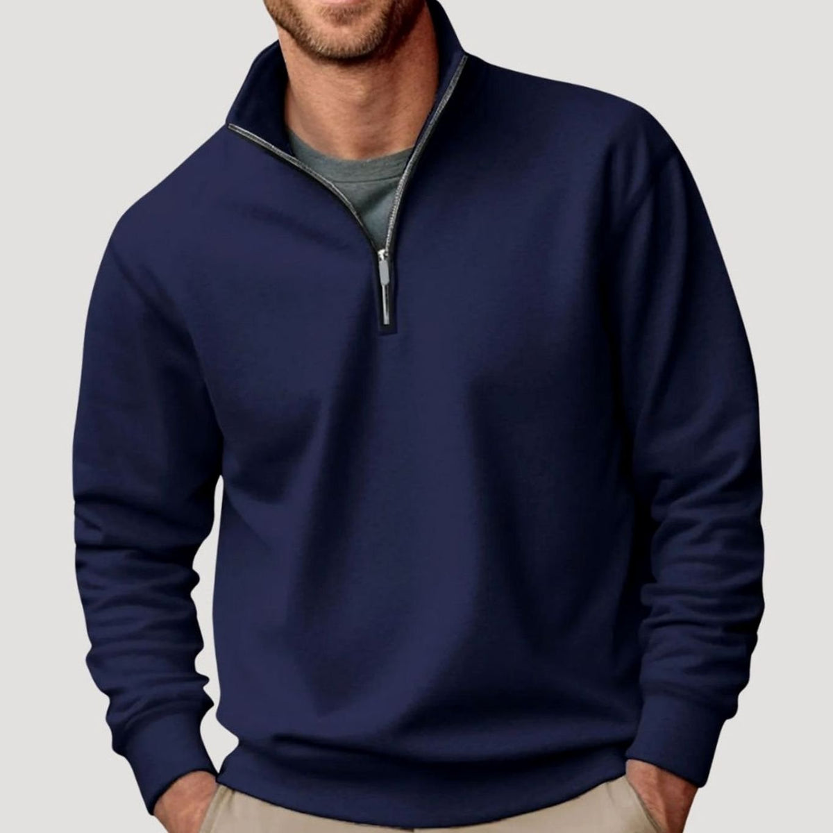Men's Quarter-Zip Collar Sweatshirt Relaxed-Fit Pullover