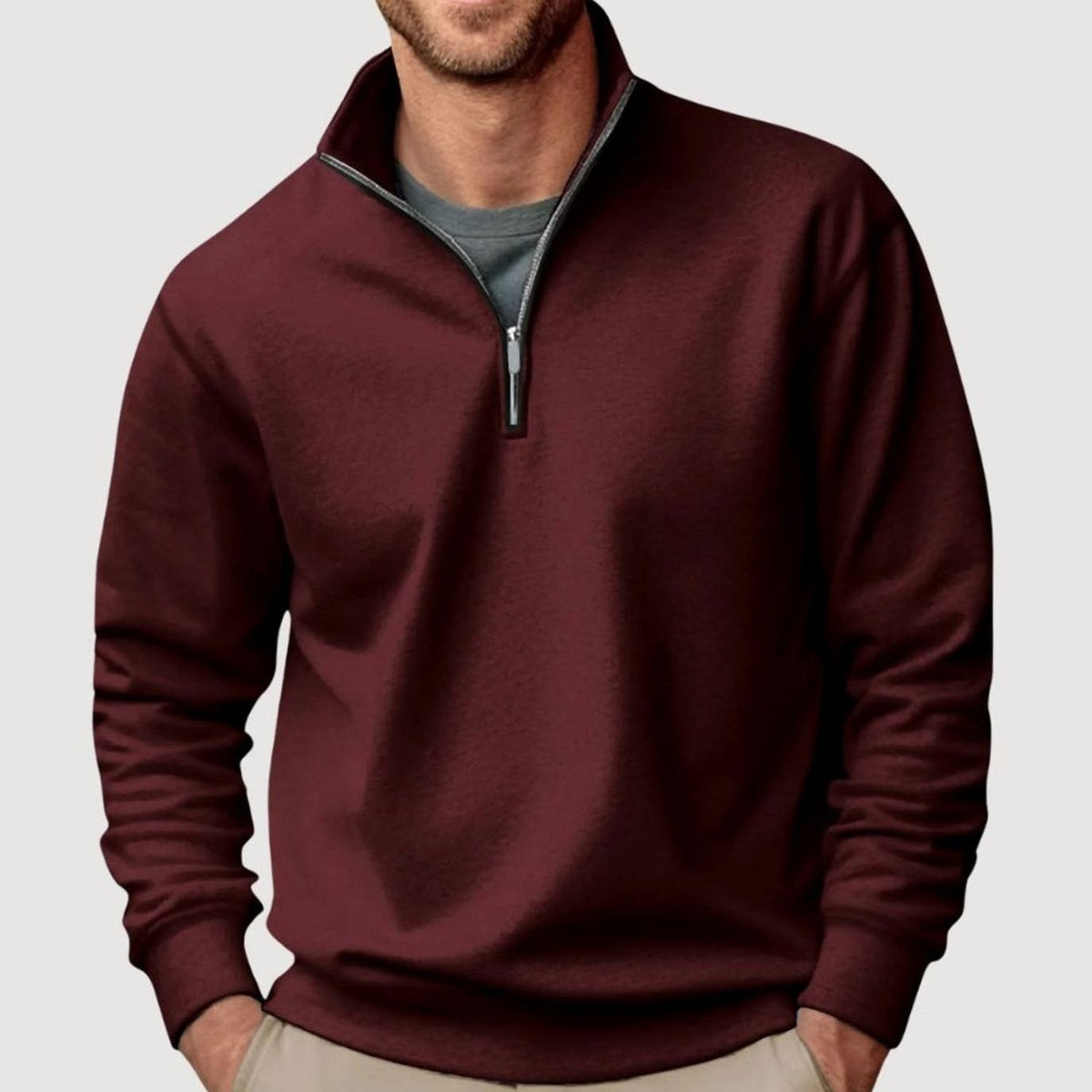 Men's Quarter-Zip Collar Sweatshirt Relaxed-Fit Pullover