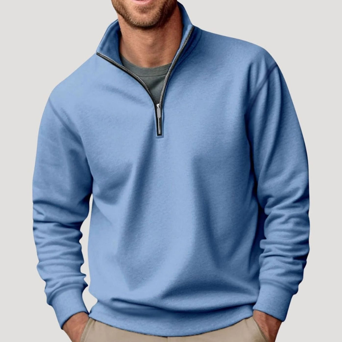 Men's Quarter-Zip Collar Sweatshirt Relaxed-Fit Pullover