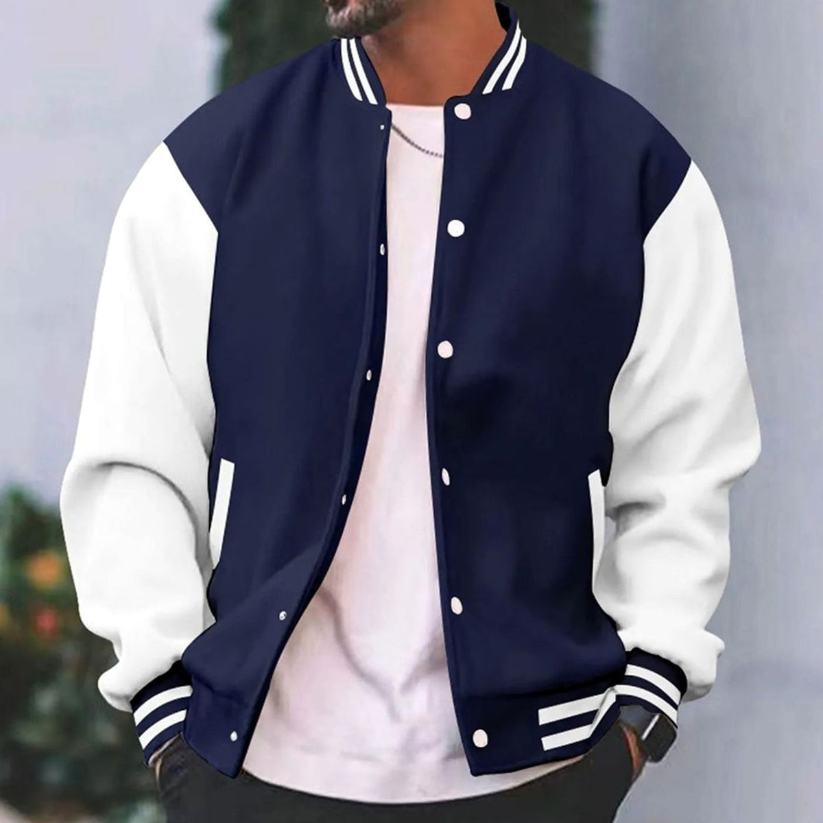 Oliver | Men's Retro Two-Tone Snap-Button Varsity Jacket