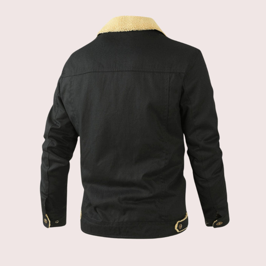 Men's Sherpa-Lined Fleece Collar Outdoor Casual Jacket