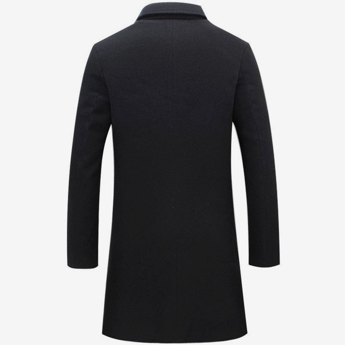 Men's Single-Breasted Slim-Fit Wool-Blend Long Overcoat