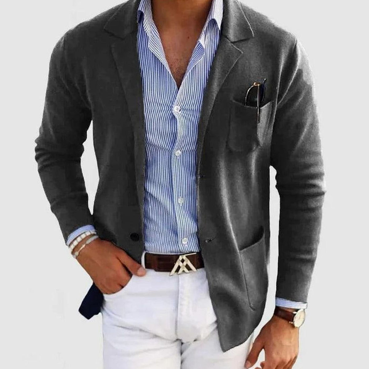 Men's Slim Fit Blazer Notch Lapel Button-Front Sport Coat