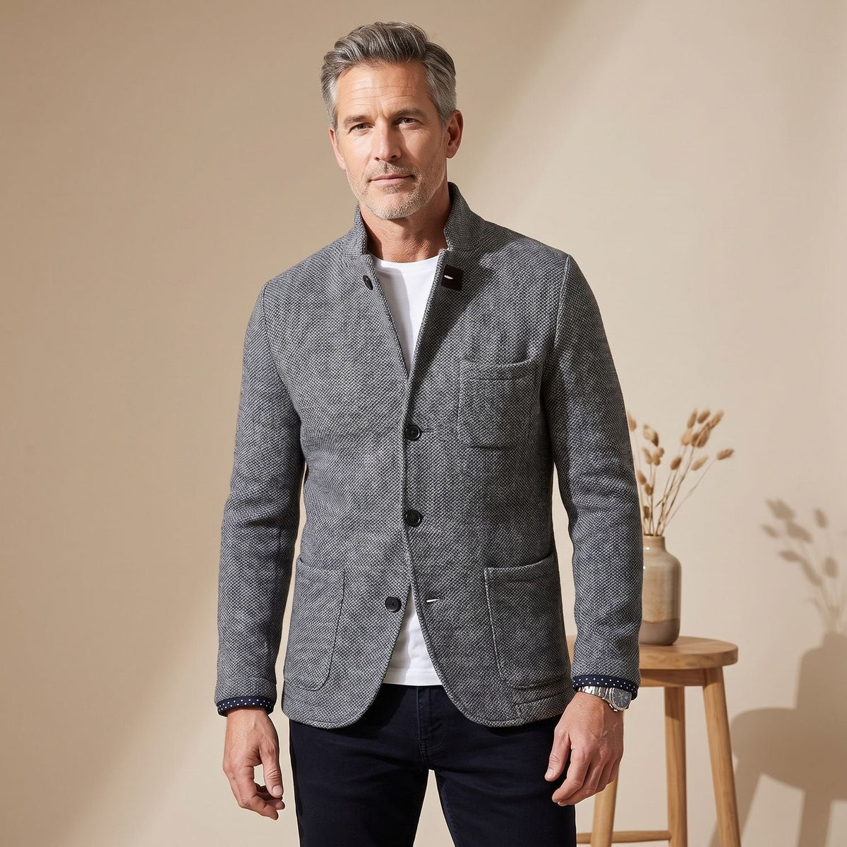 Ethan | Men's Slim-Fit Button-Up Knit Blazer Cardigan