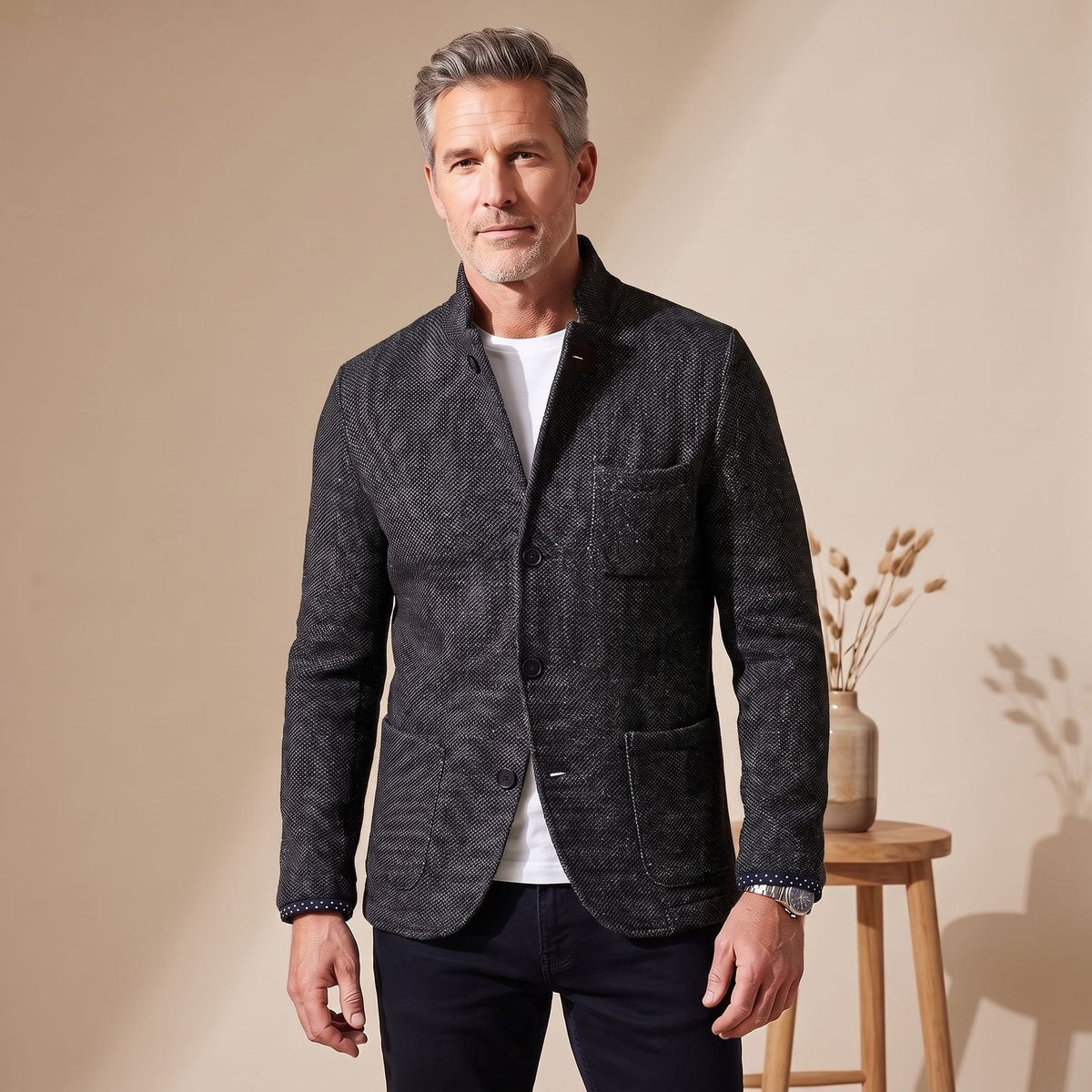 Ethan | Men's Slim-Fit Button-Up Knit Blazer Cardigan