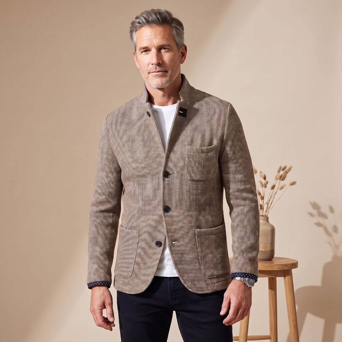 Ethan | Men's Slim-Fit Button-Up Knit Blazer Cardigan