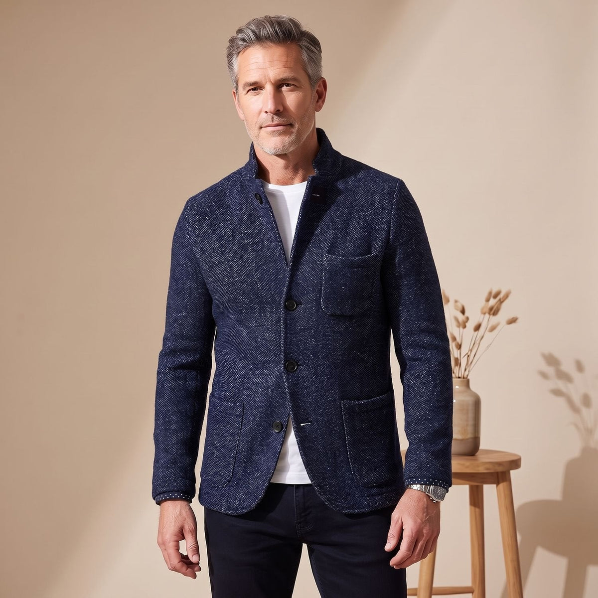 Ethan | Men's Slim-Fit Button-Up Knit Blazer Cardigan