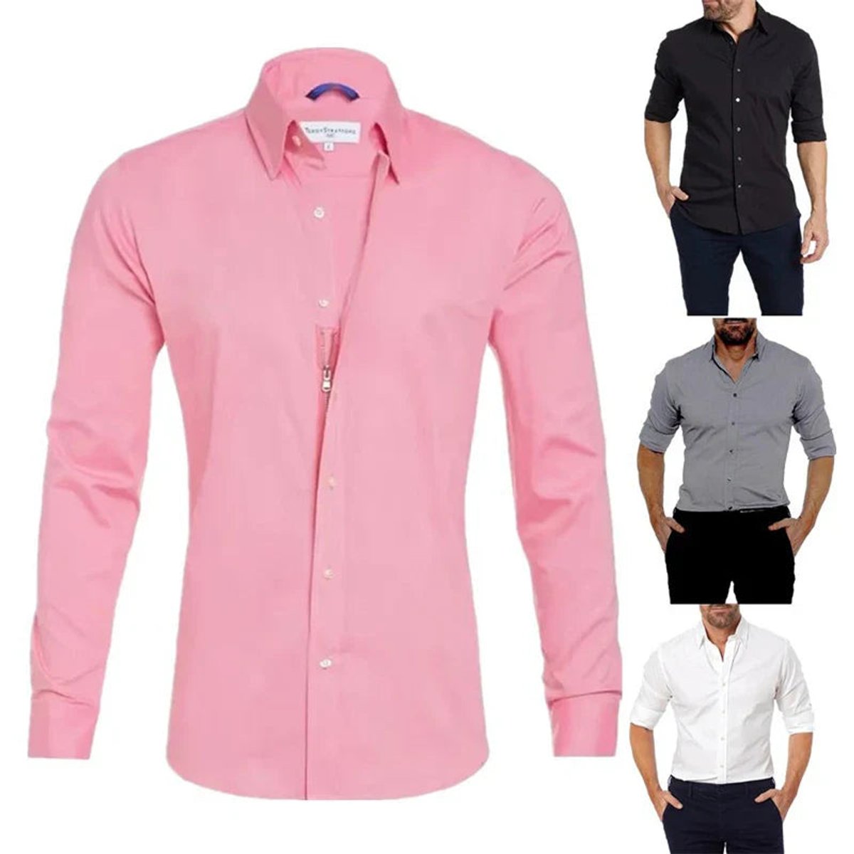 Men's Slim-Fit Long-Sleeve Button-Down Dress Shirt