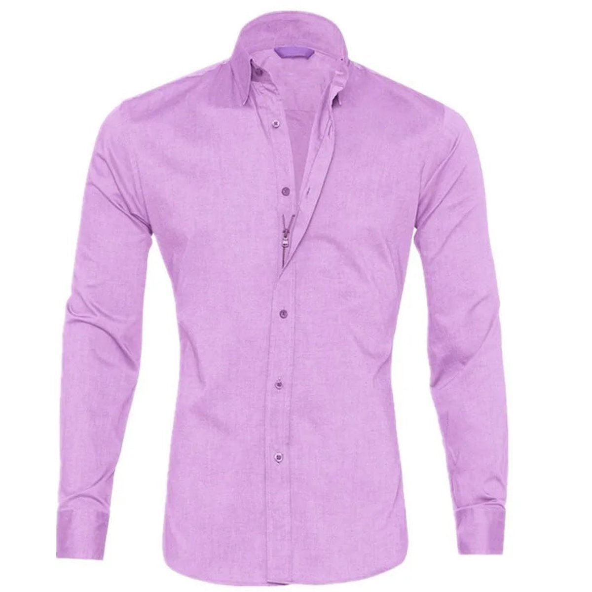 Men's Slim-Fit Long-Sleeve Button-Down Dress Shirt