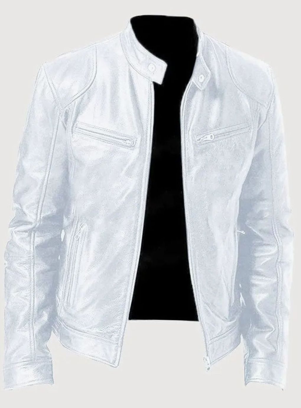 Men's Zip-Up Biker Faux Leather Casual Jacket