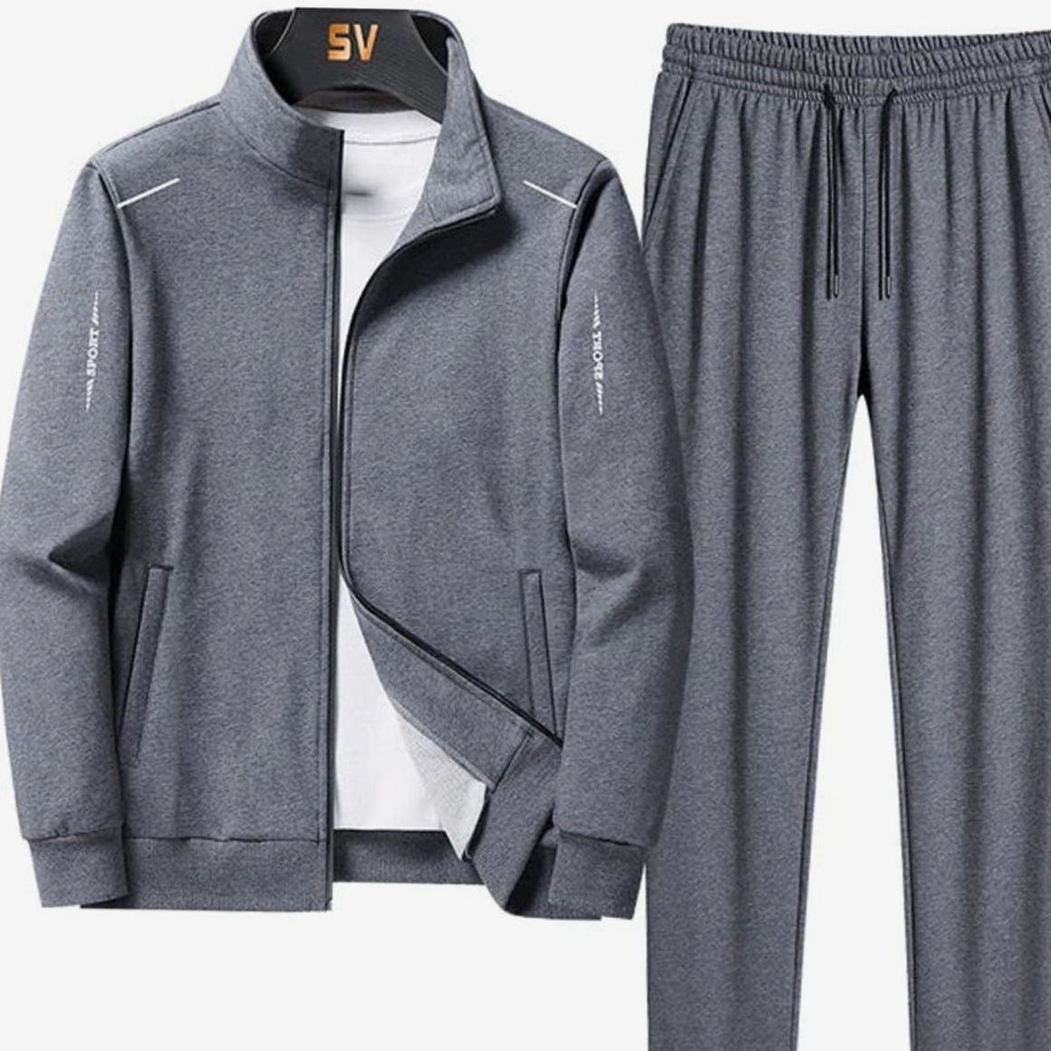 Men's Zip-Up Casual Tracksuit Two-Piece Jogger Set