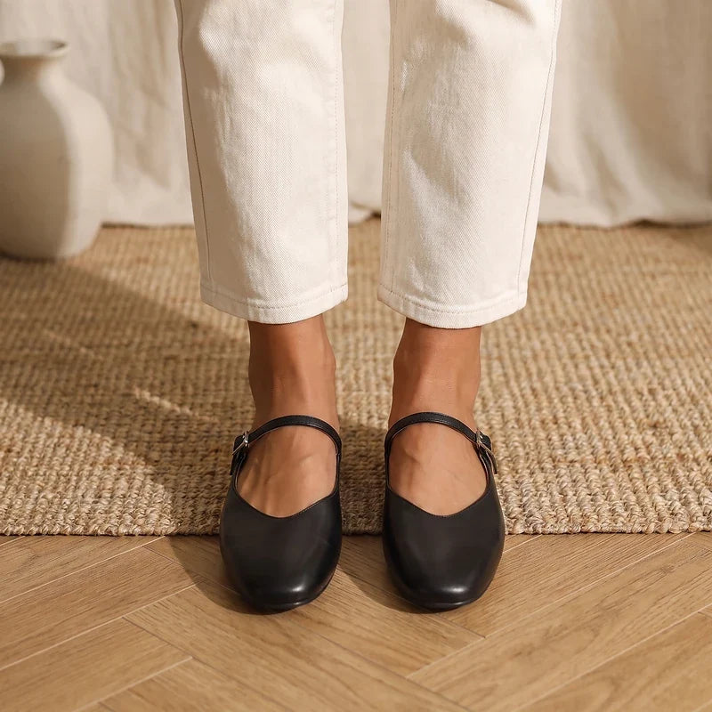 Winnie Leather Round Toe Mules