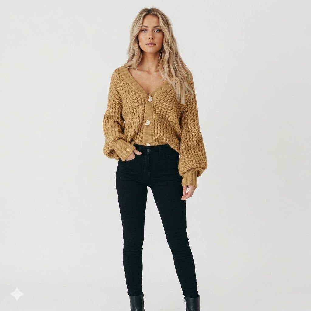 Mirabella | Chunky Knit Cardigan with Buttons for Women