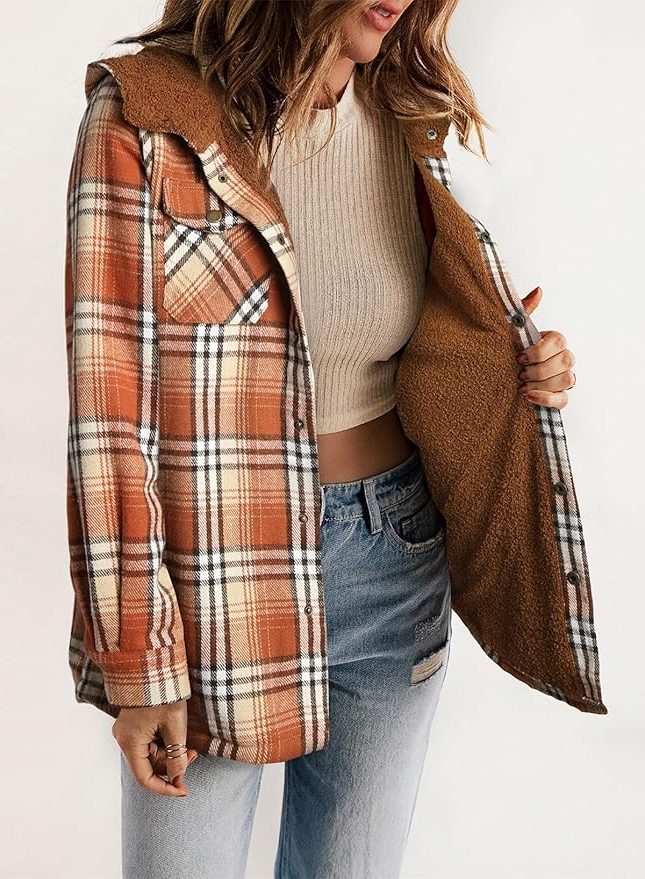 Mireille | Plaid Flannel Winter Jacket with Sherpa Collar for Women